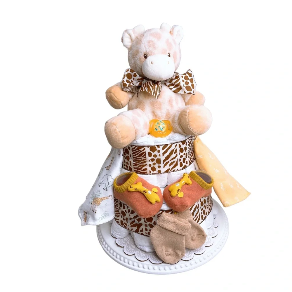 Giraffe Diaper Cake, Safari Themed